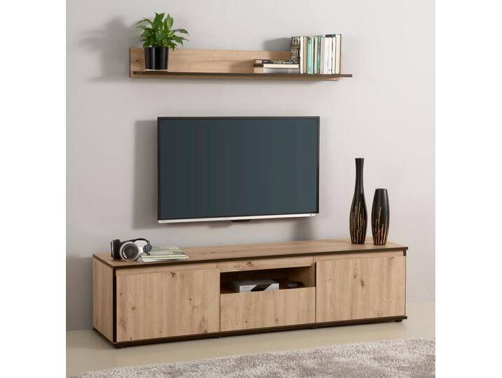 TV-Board HELA Ariana , schwarz (artisan eiche, schwarz), B:160cm H:40cm T:38cm, Sideboards, mit angeschrägten Griffmulden, Breite 160 cm von Hela-Tische