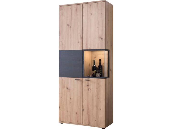 Vitrine HELA Atlanta , braun (artisan eiche, burned wood), B:80cm H:197cm T:40cm, FSC-zertifizierter Holzwerkstoff, Glas, MDF, Metall, Schränke, Höhe 197 cm von Hela-Tische