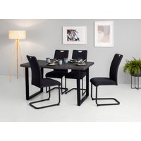 HELA Essgruppe "GISELLE Esszimmer, Essgruppe, Sitzgruppe TOPSELLER", (Set, 5 tlg., 5er Set, Tisch plus 4 Stühle), Esstisch U-Gestell Metall, Tischplatte mit Baumkante von Hela