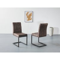 HELA Esszimmerstuhl "Donna" (Set) 2 Stk.Freischwinger mit Vintage Microfaser Bezug von Hela