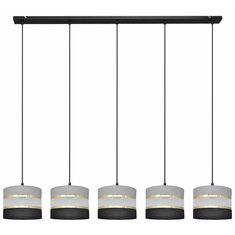 Helam Lighting Hängelampe Helen Hängeleuchte E27 Grau Schwarz Gold Balken 5 Fl. B-Ware von Helam Lighting