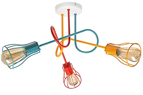 Helam OXFORD Halbbündige Deckenleuchte mit mehreren Armen Weiß, Orange, Rot, Türkis 64 cm