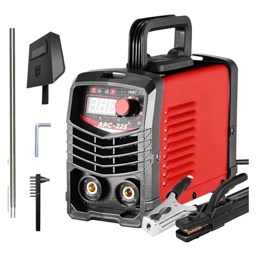 Helangel Schweißgerät ARC 220 V 225 A, tragbares elektrisches IGBT-Schweißgerät mit digitalem LCD-Display für Schweißer und Wartung verschiedener Geräte (rot) von Helangel