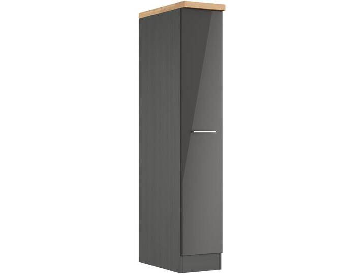 Apothekerschrank KOCHSTATION KS-Milan , grau (grau hochglanz), B:30cm H:166cm T:60cm, MDF, Schränke, HELD Möbel, Apothekerschrank 30 cm, matte oder hochglänzende Fronten von Held-Möbel