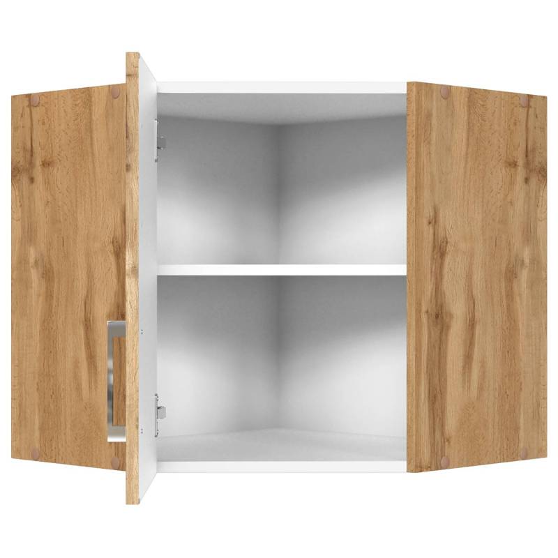 home24 Eck-Hängeschrank Sorrento 60 x 57 x 60cm Braun/Wotaneiche Dekor von home24