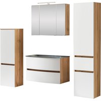 welltime Badezimmer-Set "Kaunas", (Set, 4 St.), Waschtisch-Set (Breite 80 cm) mit Midischrank und Seitenschrank von Welltime