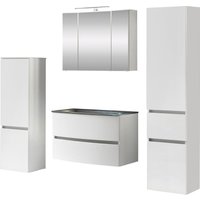 welltime Badezimmer-Set "Kaunas", (Set, 4 St.), Waschtisch-Set (Breite 80 cm) mit Midischrank und Seitenschrank von Welltime