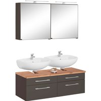 HELD MÖBEL Badmöbel-Set "Davos", (2 St.), 2 Spiegelschrank und Waschbeckenunterschrank von Held Möbel