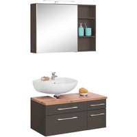 HELD MÖBEL Badmöbel-Set "Davos", (3 St.), Spiegelschrank, Regal und Waschbeckenunterschrank von Held Möbel