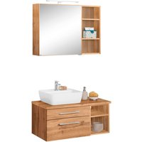 welltime Badmöbel-Set "Davos", (3 St.), Spiegelschrank, Regal und Waschtisch von Welltime