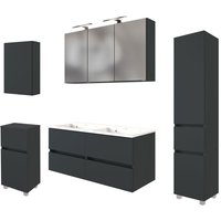 welltime Badmöbel-Set "Welltime Möbel Baabe Waschtisch-Set 3tlg. oder 5tlg.", (5 St.), gedämpfte Scharniere und Softclose-Funktion, inklusive LED-Beleuchtung von Welltime