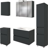 welltime Badmöbel-Set "Welltime Möbel Baabe Waschtisch-Set 3tlg. oder 5tlg.", (5 St.), gedämpfte Scharniere und Softclose-Funktion, inklusive LED-Beleuchtung von Welltime