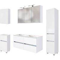 welltime Badmöbel-Set "Welltime Möbel Baabe Waschtisch-Set 3tlg. oder 5tlg.", (5 St.), gedämpfte Scharniere und Softclose-Funktion, inklusive LED-Beleuchtung von Welltime