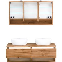 welltime Badmöbel-Set "Stubach" Spiegelschrank und Waschtisch, 2 Stk. tlg. Abdeckplatte mit Baumkante von Welltime