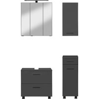 welltime Badmöbel-Set "Trento, Badezimmer-Set, Waschbeckenunterschrank, Hängeschrank", (4 St.), Unterschrank, Waschbeckenunterschrank, Spiegelschrank, Aufbauleuchte von Welltime