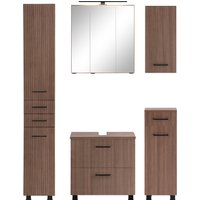 welltime Badmöbel-Set ""Trento", Badezimmer-Set, Hängeschrank, Unterschrank, Hochschrank" 5 Stk. tlg. von Welltime