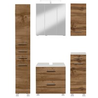 welltime Badmöbel-Set ""Trento", Badezimmer-Set, Hängeschrank, Unterschrank, Hochschrank" 5 Stk. tlg. von Welltime