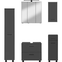 welltime Badmöbel-Set ""Trento", Badezimmer-Set, Hängeschrank, Unterschrank, Midischrank" 5 Stk. tlg. von Welltime