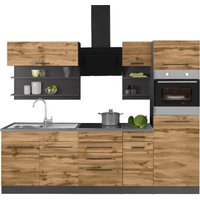 KOCHSTATION Küchenzeile "KS-Tulsa", mit E-Geräten, Breite 270 cm, schwarze Metallgriffe, MDF Fronten von Kochstation