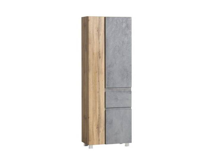 HELD MÖBEL Seitenschrank in Betongrau / Wotaneiche, MDF - 65x180x35cm (BxHxT), grau von Held-Möbel