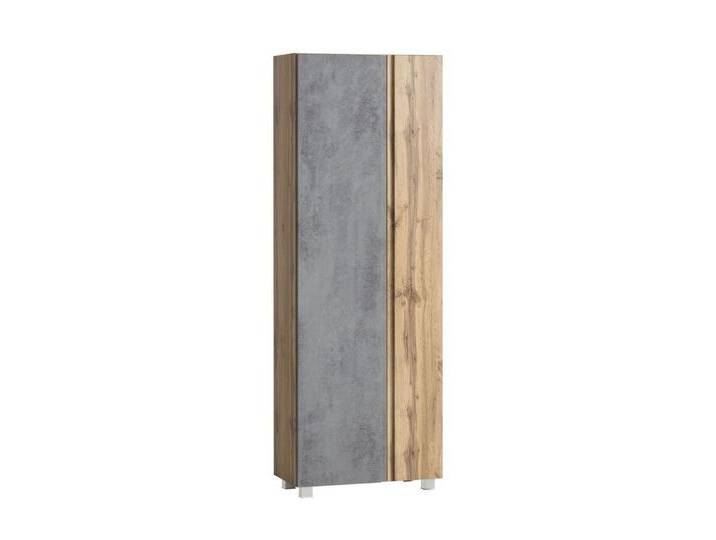 HELD MÖBEL Seitenschrank in Betongrau / Wotaneiche, MDF - 65x180x35cm (BxHxT), grau von Held-Möbel