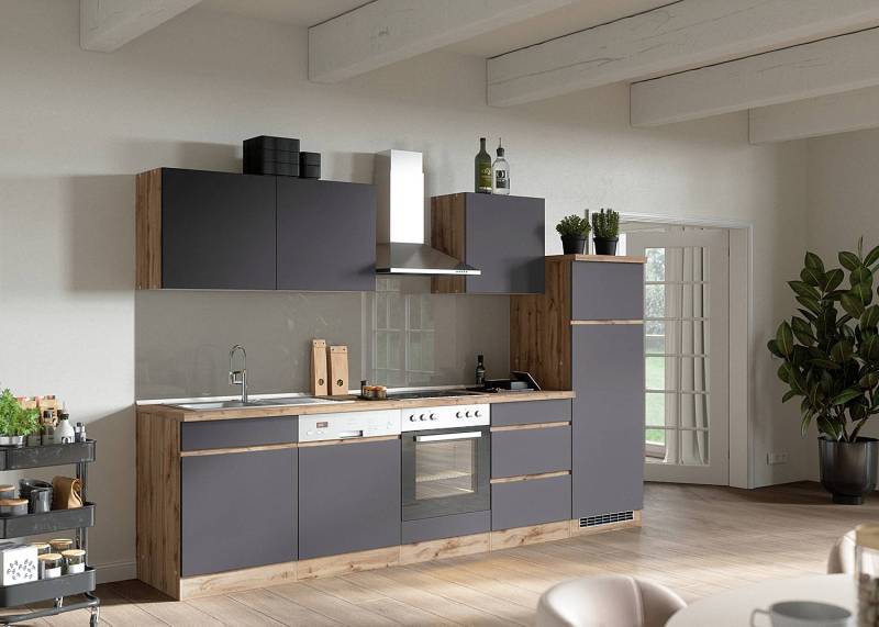 home24 Hängeschrank Turin 60 x 57 x 34cm Braun/Grau/Grau/Wotaneiche Dekor von home24