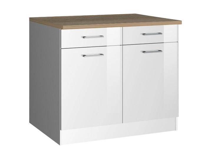 Held KÜCHENUNTERSCHRANK, Weiß Hochglanz, Metall, 1 Fächer, 2 Schubladen, 100x85x60 cm, Made in Germany, Küchen, Küchenmöbel, Küchenschränke, Held KÜCHENUNTERSCHRANK, Weiß Hochglanz, Metall, 1 Fächer, 2 Schubladen, 100x85x60 cm, Made in Germany, Küchen, Küchenmöbel, Küchenschränke, von Held-Möbel