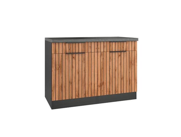 Held KÜCHENUNTERSCHRANK Liverpool, Graphit, Eiche Wotan, Metall, 2 Fächer, 2 Schubladen, 120x85x60 cm, Made in Germany, Küchen, Küchenmöbel, von Held-Möbel