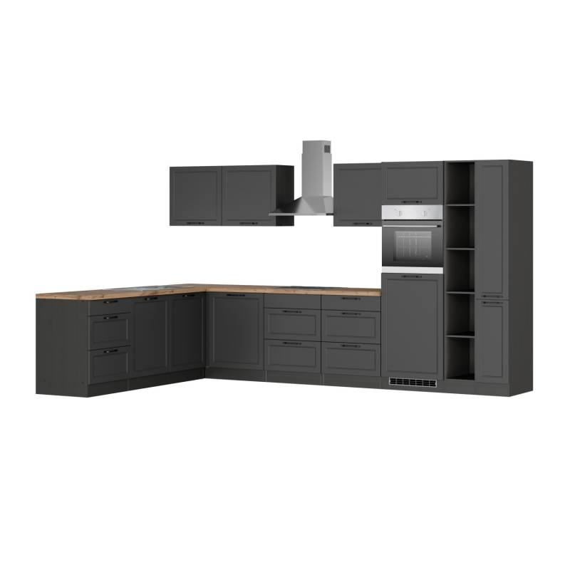 Held Küchen Winkelküche Kempten 360 cm Grau/Graphit mit E-Geräten /autark von Held Möbel