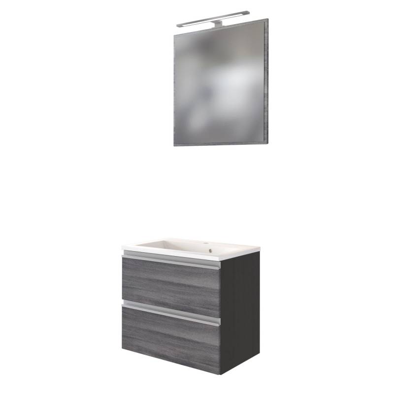 Held Möbel 2-tlg Gäste-Waschtisch-Set Neapel 60 cm Eiche Rauchsilber-Graphitgrau von Held Möbel