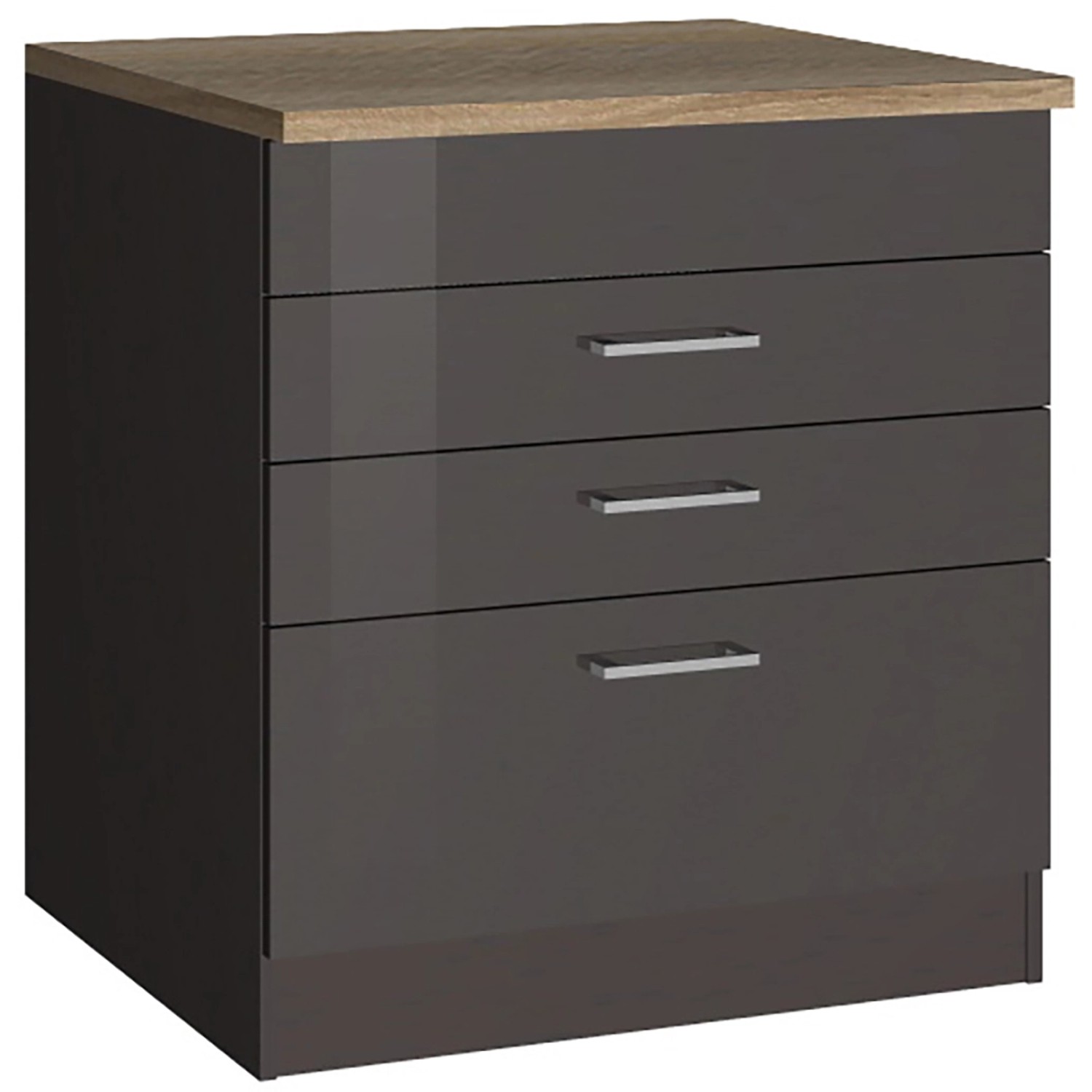Held Möbel Kochfeldumbauschrank Mailand 80 cm Hochglanz Graphit/Graphit von Held Möbel