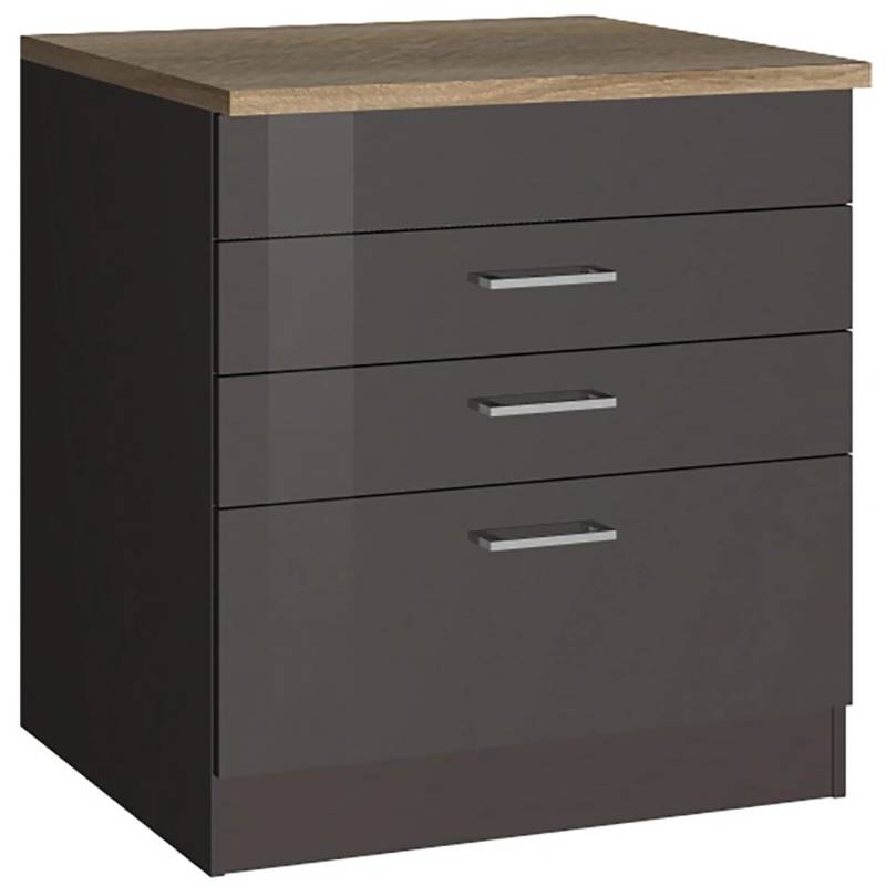 Held Möbel Kochfeldumbauschrank Mailand 80 cm Hochglanz Graphit/Graphit von Held Möbel