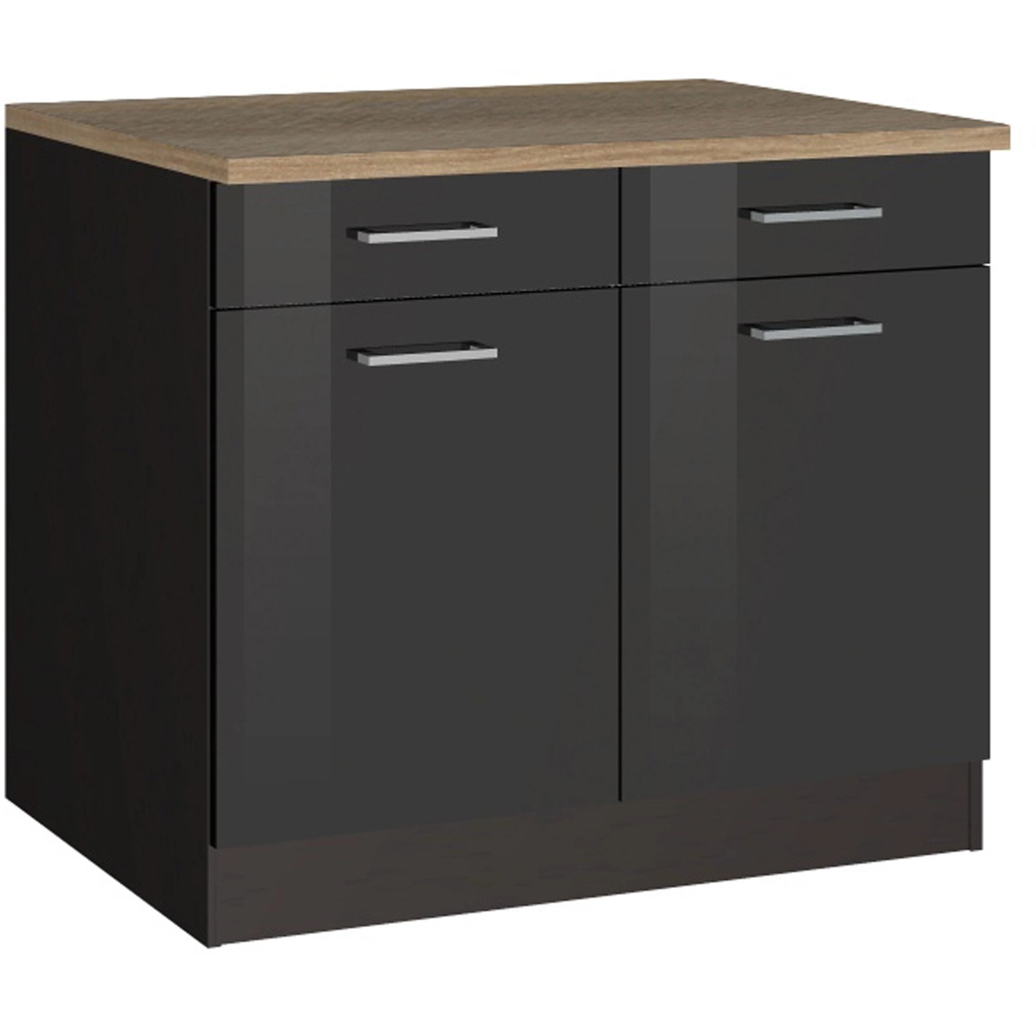 Held Möbel Küchenunterschrank Mailand 100 cm Hochglanz Graphit/Graphit von Held Möbel