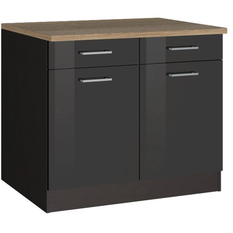Held Möbel Küchenunterschrank Mailand 100 cm Hochglanz Graphit/Graphit von Held Möbel