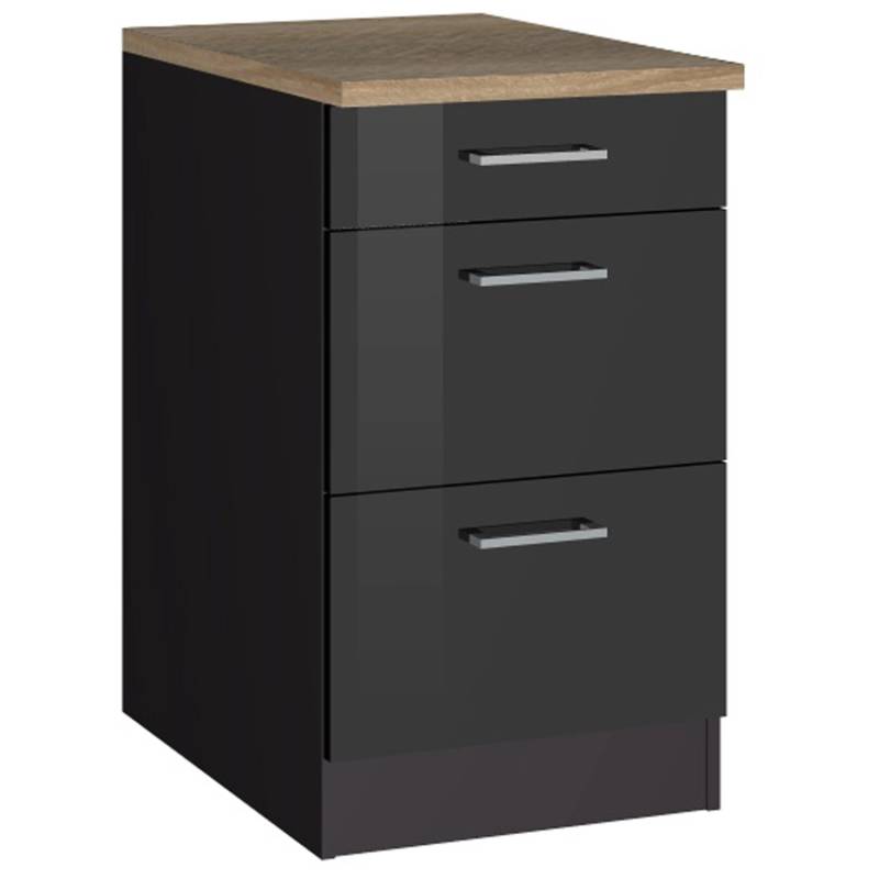 Held Möbel Küchenunterschrank Mailand 50 cm m. Auszügen Hochgl. Graphit/Graphit von Held Möbel