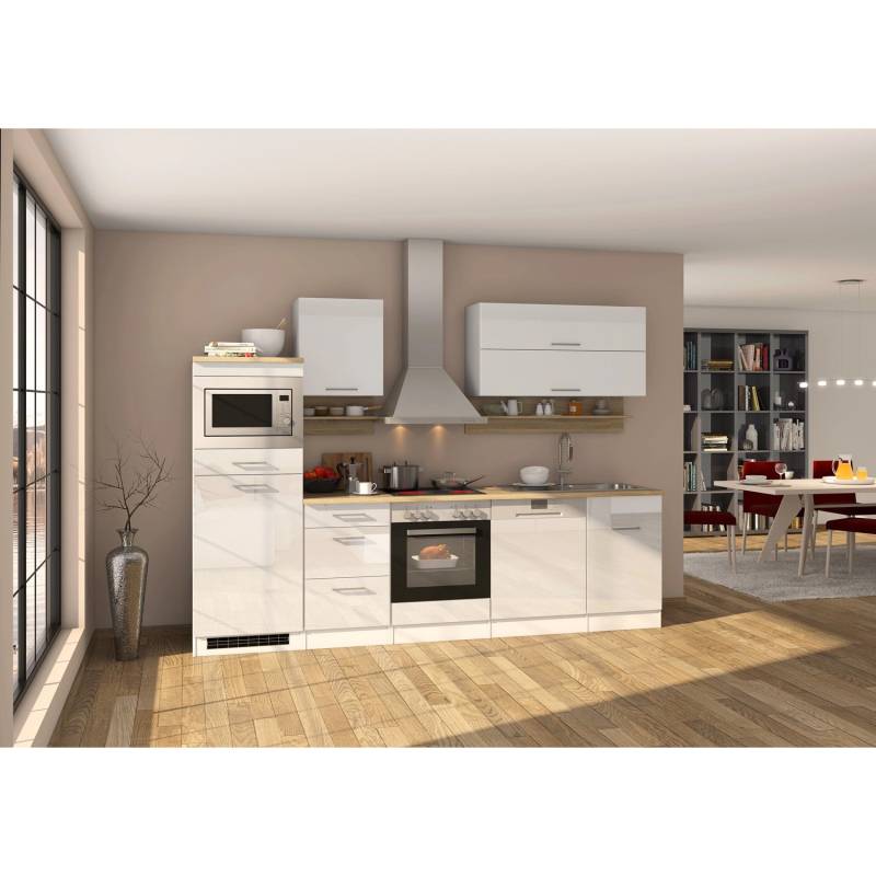 Held Möbel Küchenzeile Mailand 280 cm Weiß Hochglanz-Weiß Matt mit E-Geräten von Held Möbel