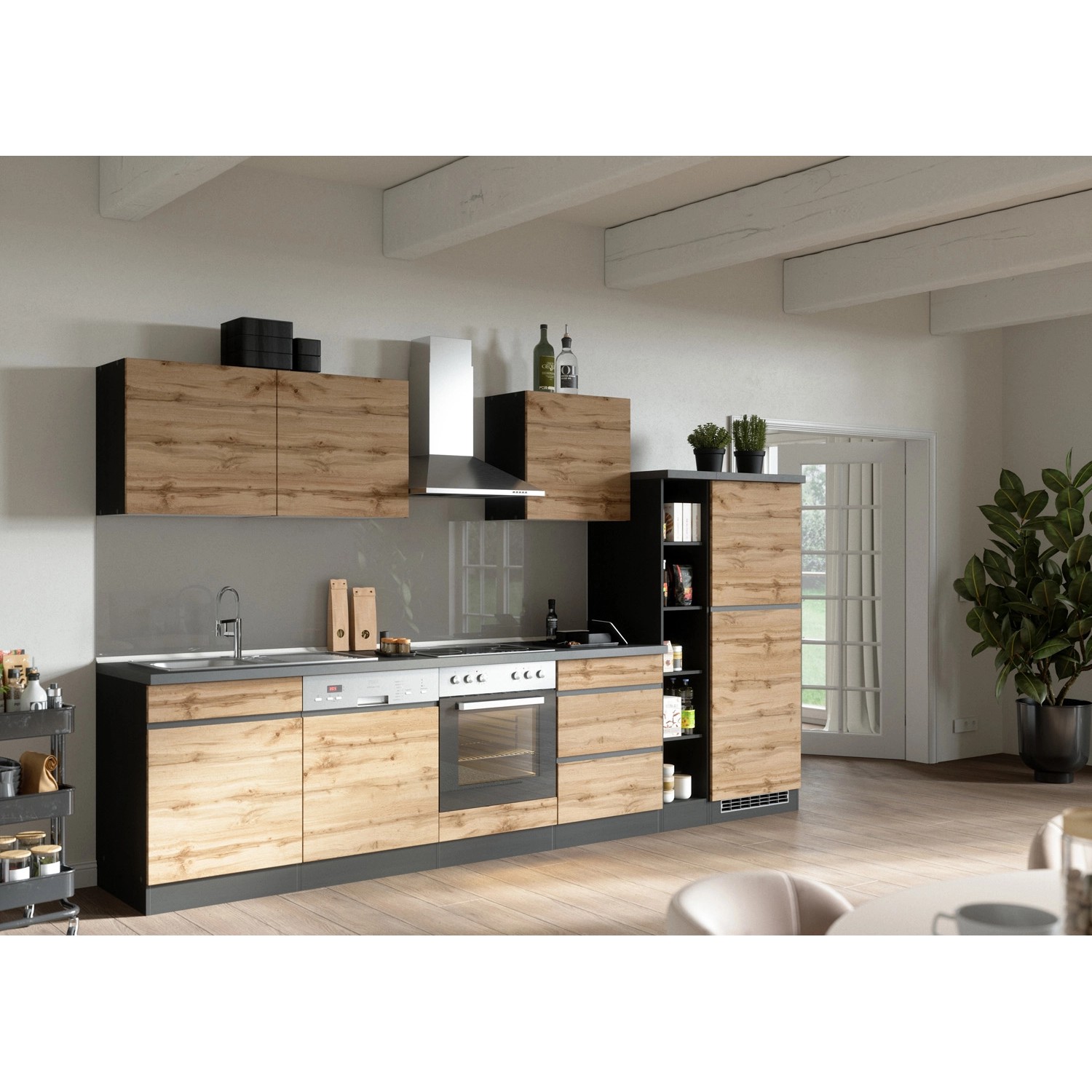 Held Möbel Küchenzeile Turin 330 cm Wotaneiche-Graphit mit E-Geräten Held Möbel Küchenzeile Turin 330 cm Wotaneiche-Graphit mit E-Geräten von Held Möbel