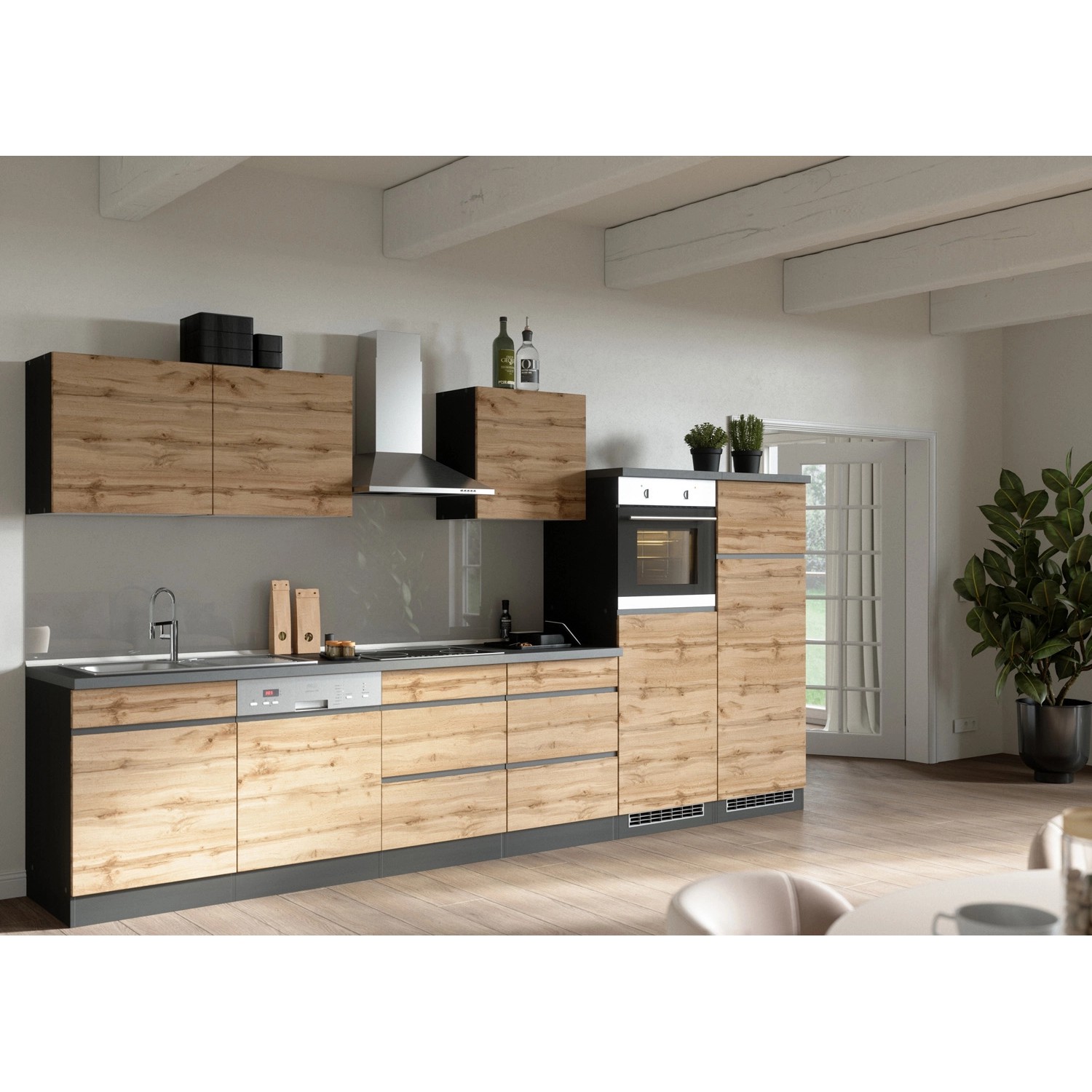 Held Möbel Küchenzeile Turin 360 cm Wotaneiche-Graphit mit E-Geräten Held Möbel Küchenzeile Turin 360 cm Wotaneiche-Graphit mit E-Geräten von Held Möbel