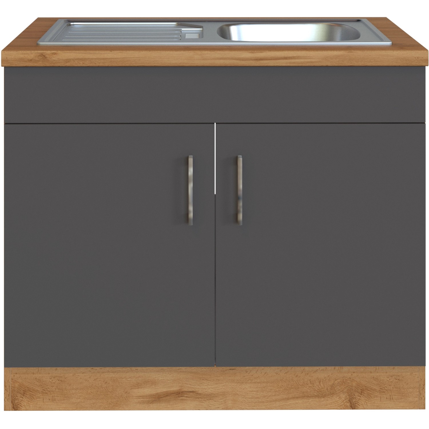 Held Möbel Spülenschrank Sorrento B100 x H85 x T60 cm 2Türen Anthraz.-Wotaneiche von Held Möbel