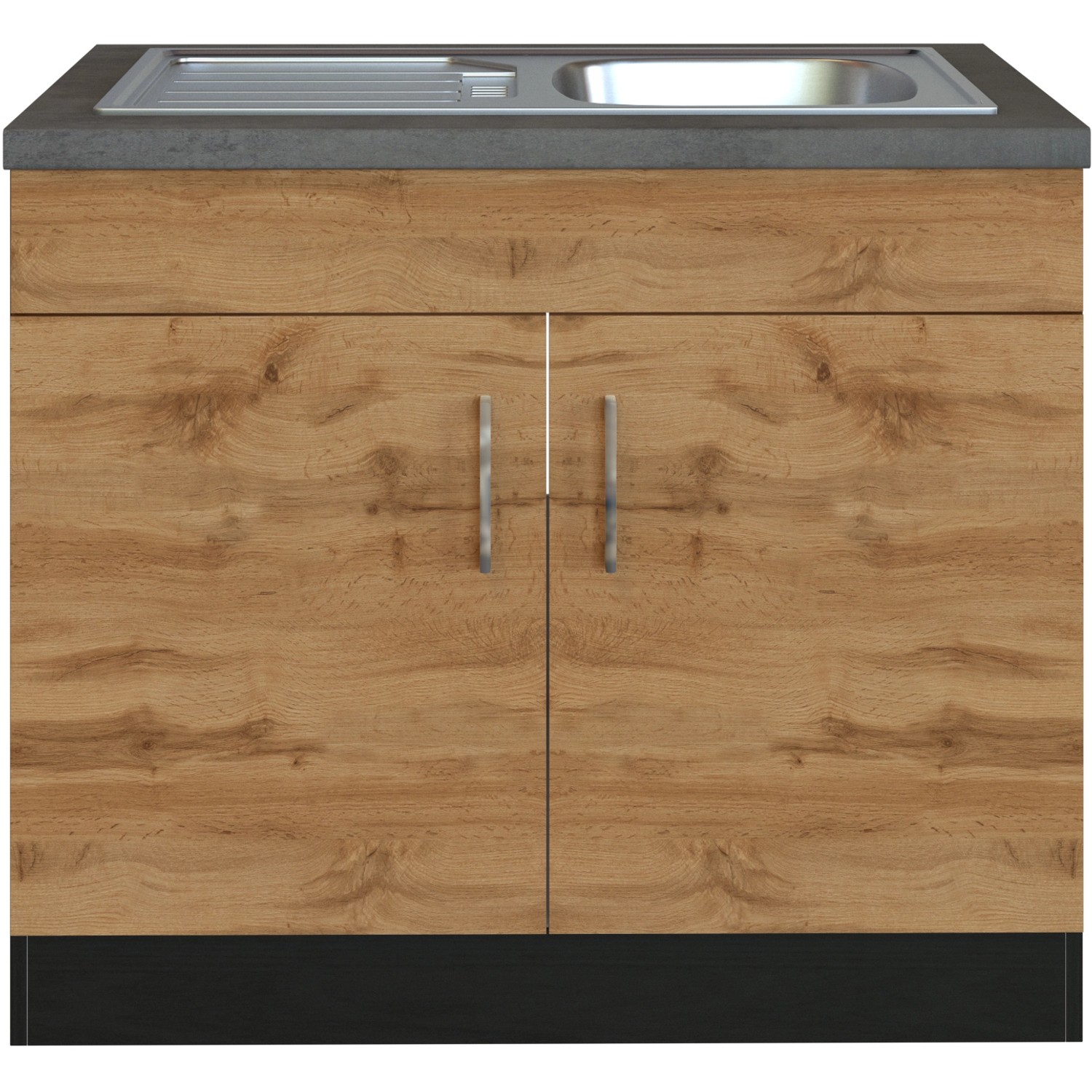 Held Möbel Spülenschrank Sorrento B100 x H85 x T60 cm 2 Türen Wotaneiche-Grafit von Held Möbel