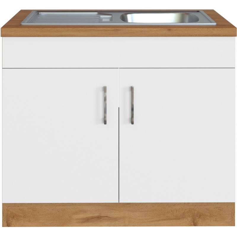 Held Möbel Spülenschrank Sorrento BxHxT 100x85x60 cm 2 Türen Weiß-Wotaneiche von Held Möbel