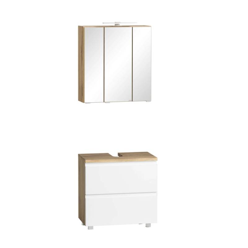 Held Möbel 2-tlg. Unterbecken-Set Ancona 60 cm matt Weiß-Wotaneiche von Held Möbel