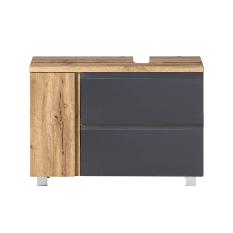 Held Möbel Unterbeckenschrank Ancona 85cm matt Grau-Wotaneiche Ausschnitt rechts von Held Möbel