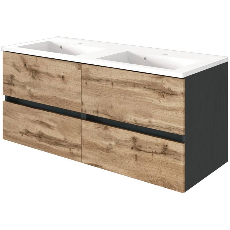 Held Möbel Doppelwaschtisch Bari 120 cm Eiche Natur Matt mit Softclose von Held Möbel