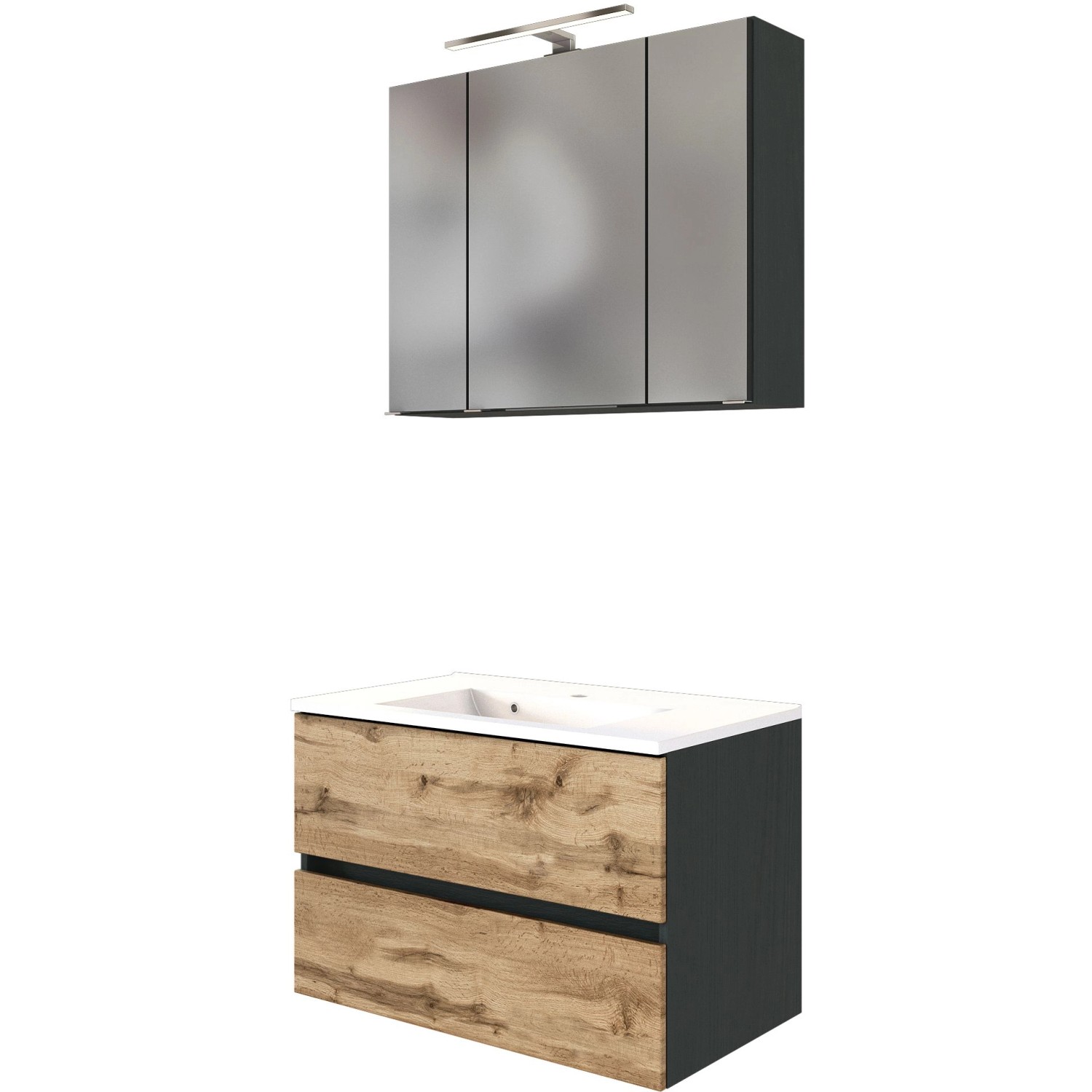 Held Möbel 2-tlg. Waschtisch-Set Bari 80 cm Wotaneiche-Graphitgrau Held Möbel 2-tlg. Waschtisch-Set Bari 80 cm Wotaneiche-Graphitgrau von Held Möbel