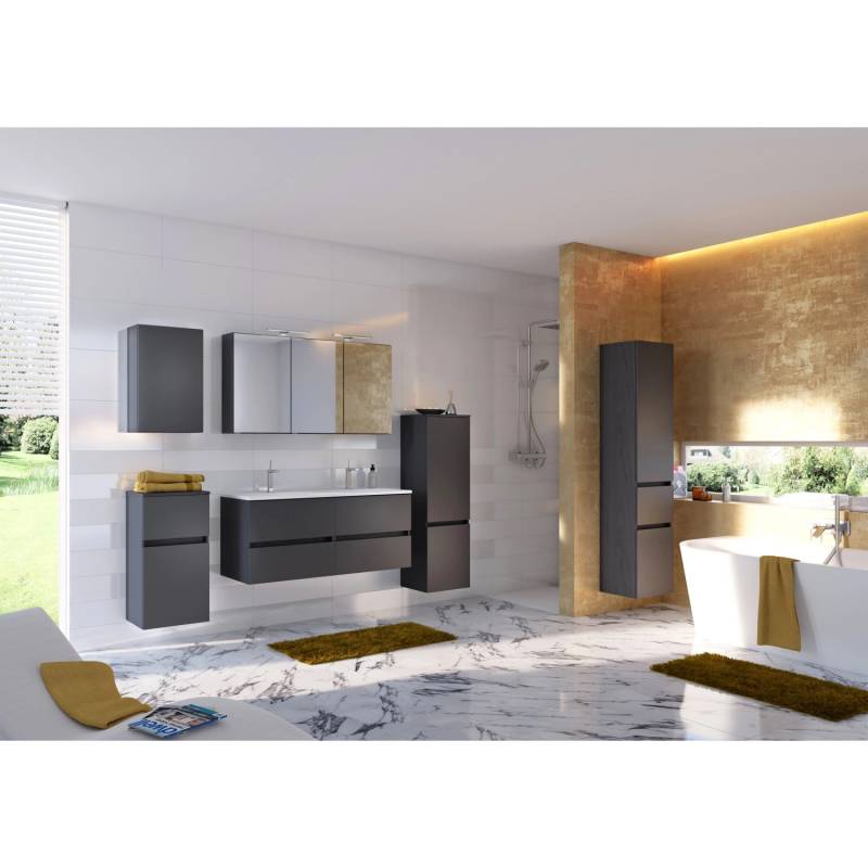 Held Möbel 2-tlg. Waschtisch-Set Verona 120 cm matt Grau-Graphitgrau von Held Möbel