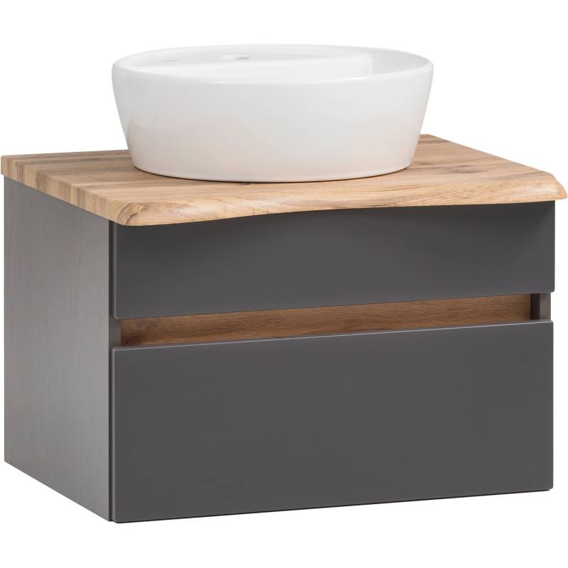 Held Möbel Einzelwaschtisch Trient 61 cm Grau Matt mit Softclose von Held Möbel