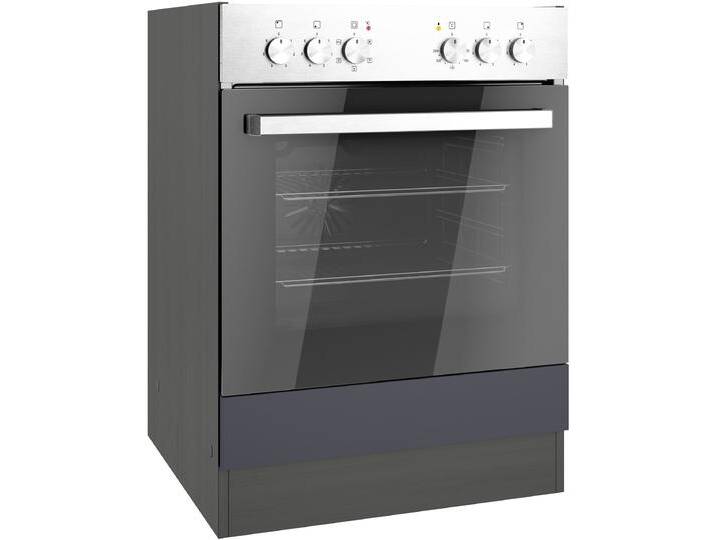 Herdumbauschrank KOCHSTATION KS-Milan , grau (anthrazit), B:60cm H:82cm T:60cm, Spanplatte, Schränke, HELD Möbel, Herdumbauschrank 60 cm, matte oder hochglänzende Fronten von Held-Möbel