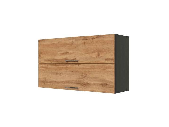 Klapphänger SORRENTO - Wotan Eiche - grafit - 100 cm, moderner Küchenschrank mit zwei Klapptüren, chromfarbene Bügelgriffe von Held-Möbel