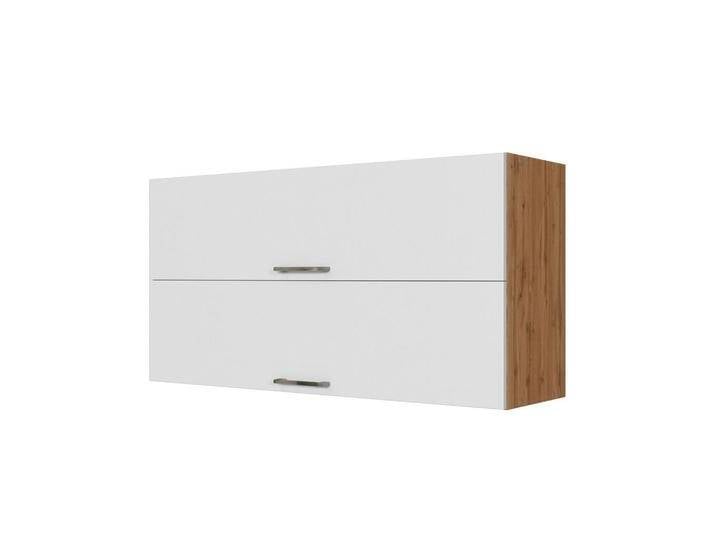 Klapphänger SORRENTO - weiß - Wotan Eiche - 110 cm - moderner Küchenschrank mit zwei Klapptüren, Stauraum, chromfarbene Bügelgriffe von Held-Möbel
